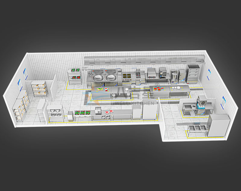 100-150人醫(yī)院食堂廚房工程3d效果圖