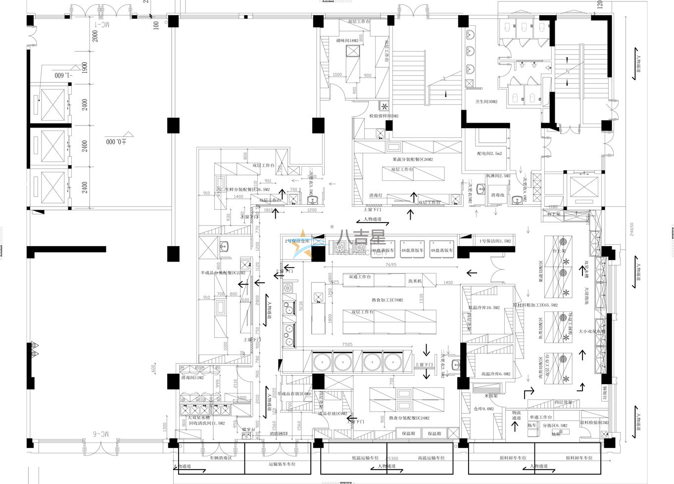 連鎖餐飲廚房工程平面設(shè)計圖